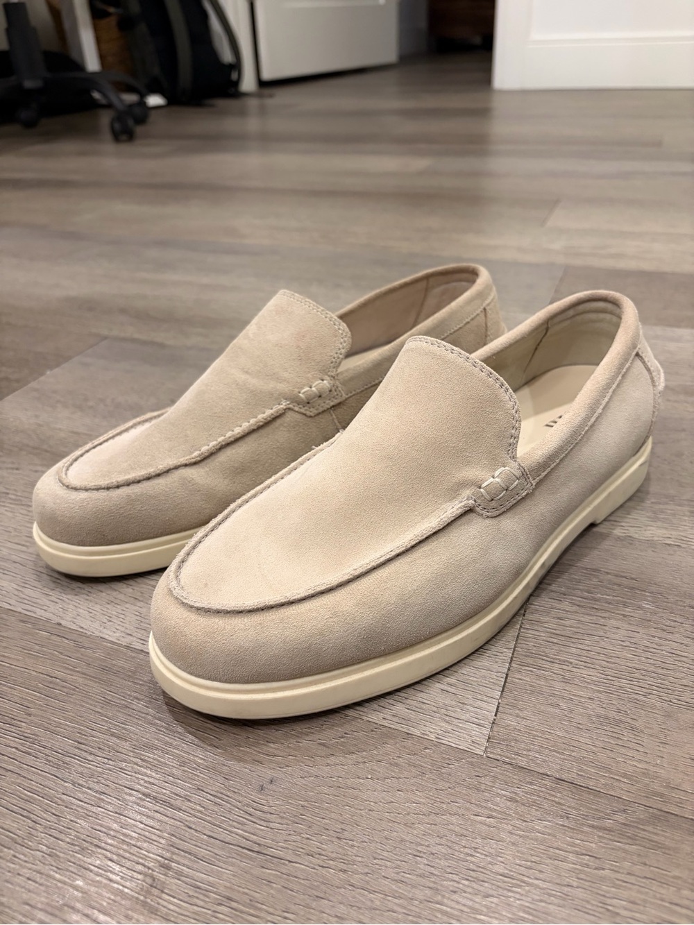 Men's Zara Suede Slip-On Loafers in Light Beige